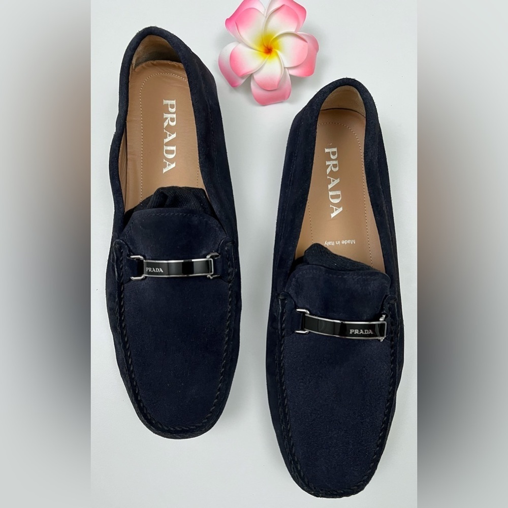 PRADA Suede Loafers Brown Size 9.5 Italian Luxury Slip-On - Picture 6 of 7